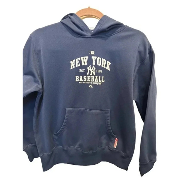 MLB Authentic Collection‎ Blue New York Yankees Baseball Hoodie large - Picture 1 of 6